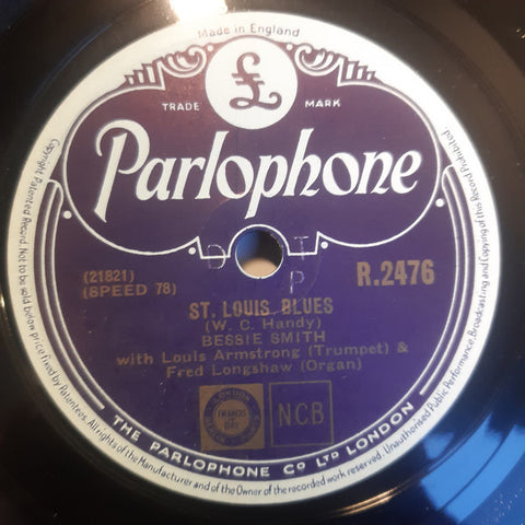 Front cover of Bessie Smith – St. Louis Blues / Reckless Blues, Parlophone, UK, 1951