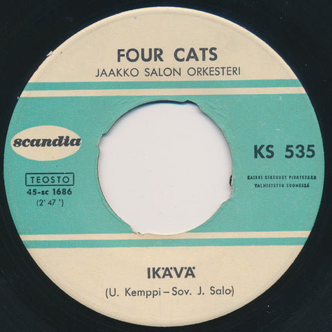 Front cover of Four Cats – Ikävä / Lennä Mun Lempeni Laulu, Scandia, Finland, 1964