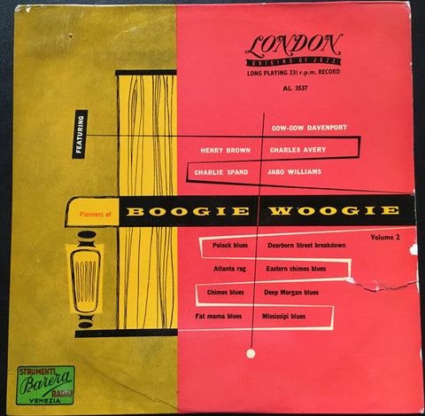 Front cover of Various – Pioneers Of Boogie Woogie Volume 2, London Records, UK, 1954