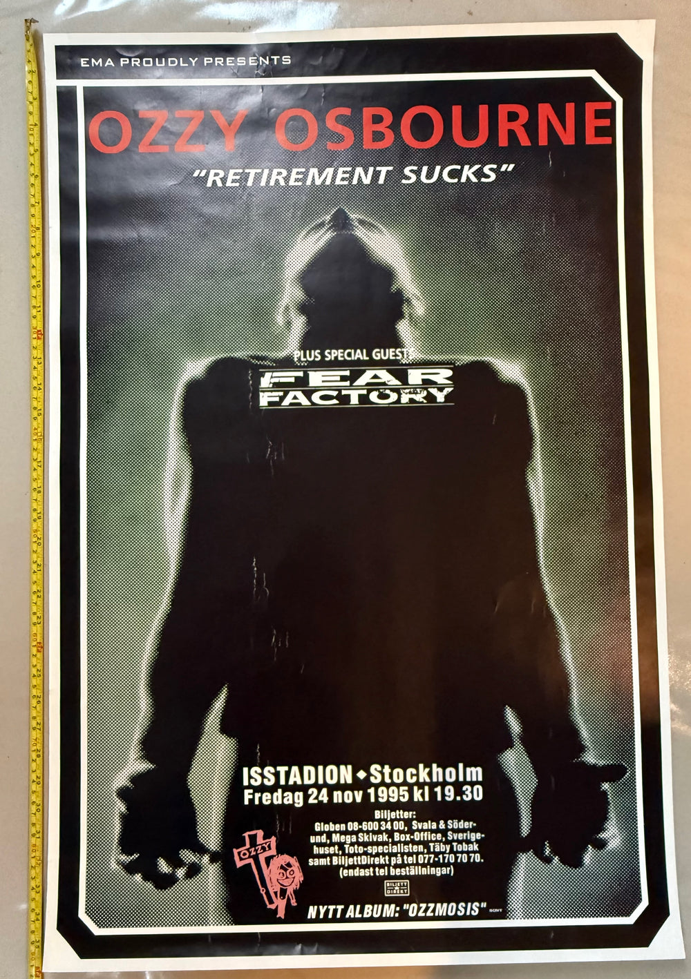 Ozzy Osbourne "Retirement Sucks" Sweden tour poster 1995