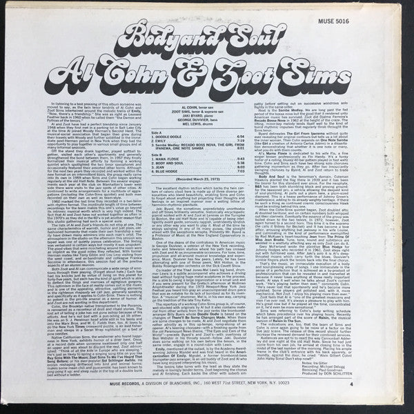 Al Cohn & Zoot Sims – Body And Soul, image 2