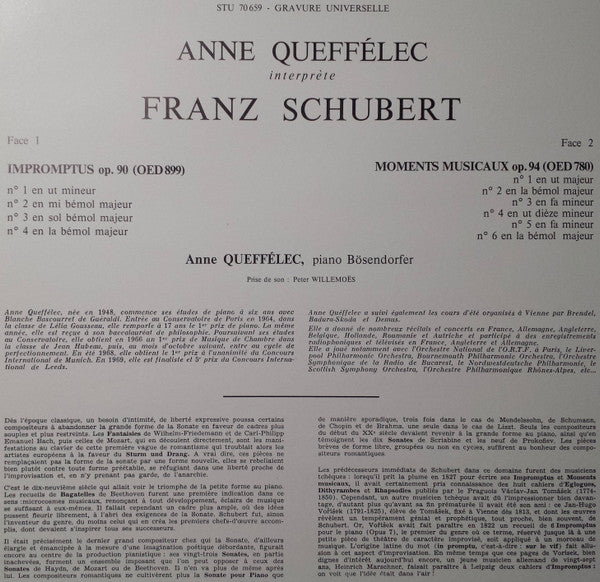 Anne Queffélec Interprète Schubert – Impromptus Op.90 / Moments Musicaux Op.94, image 2
