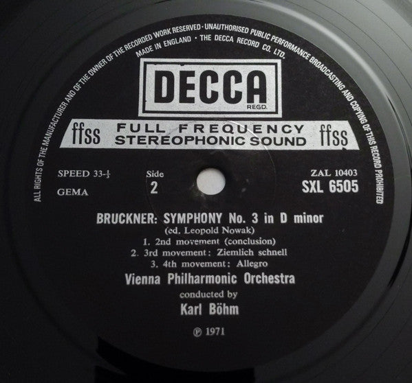 Bruckner, Vienna Philharmonic Orchestra, Karl Böhm – Symphony No.3 In D Minor, image 4