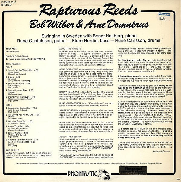 Arne Domnèrus & Bob Wilber – Rapturous Reeds, image 2