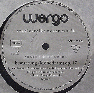 Arnold Schönberg - Nordwestdeutsche Philharmonie, Hermann Scherchen, Helga Pilarczyk – Erwartung (Monodram) Op. 17, image 3