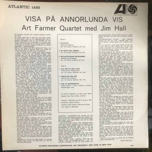 Art Farmer Quartet med Jim Hall – Visa på annorlunda vis, image 2