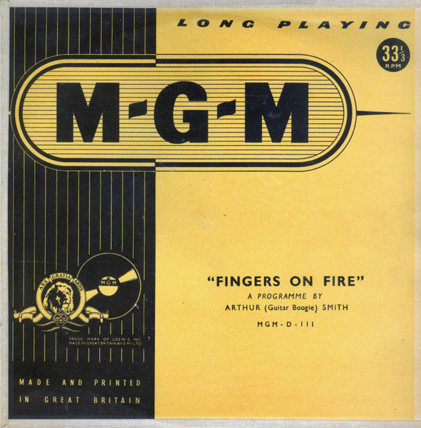 Front cover of Arthur (Guitar Boogie) Smith – Fingers On Fire, MGM Records, UK, 1953