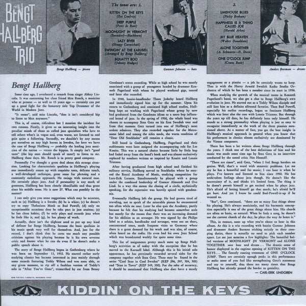 Bengt Hallberg Trio, Bengt Hallberg – Kiddin' On The Keys, image 2