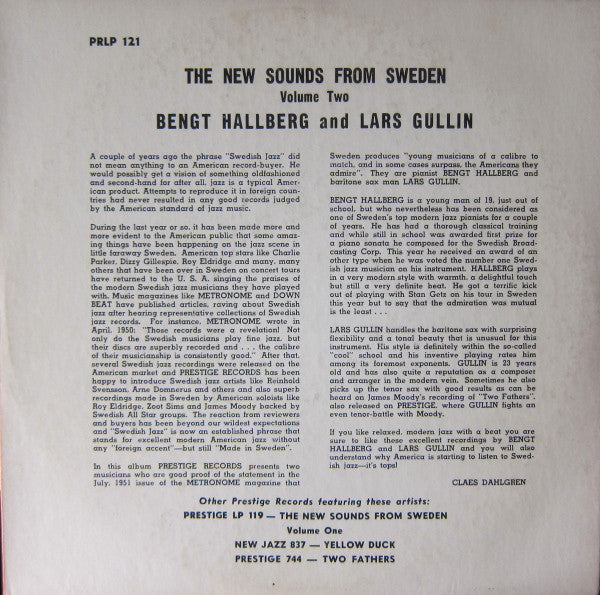 Bengt Hallberg Trio, Lars Gullin Quartet – Bengt Hallberg And Lars Gullin, image 2