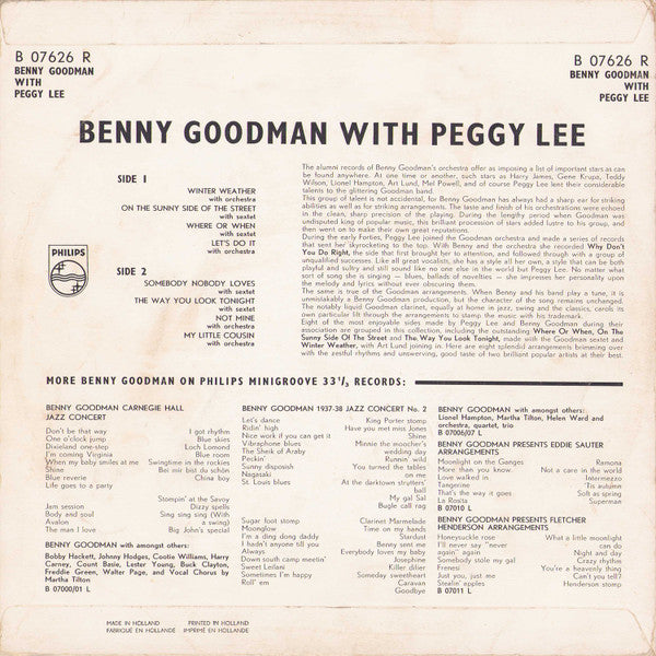 Benny Goodman With Peggy Lee – Benny Goodman With Peggy Lee, image 2