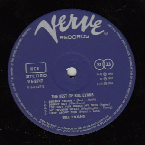 Front cover of Bill Evans – The Best Of Bill Evans, Verve Records, Scandinavia