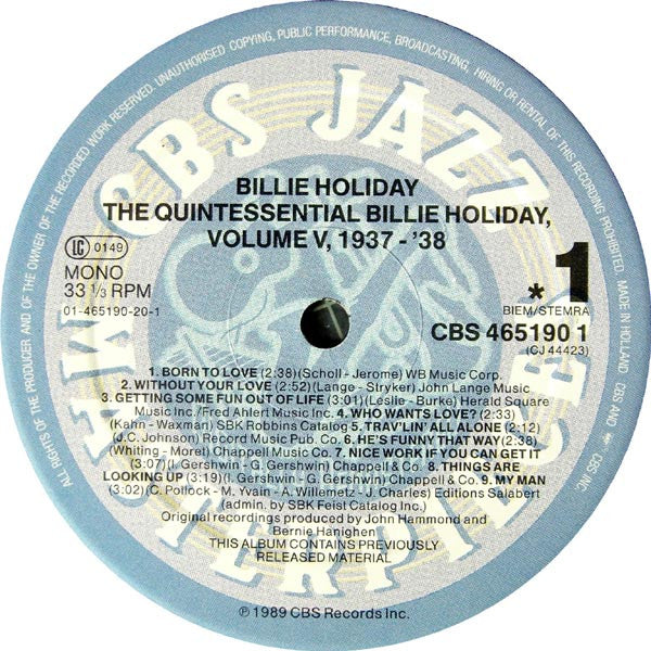 Billie Holiday – The Quintessential Billie Holiday Volume 5, 1937-1938, image 2