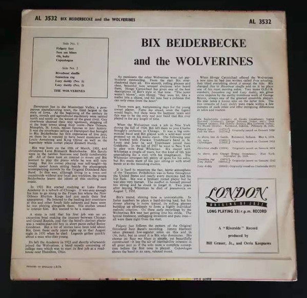 Bix Beiderbecke And The Wolverines – Bix Beiderbecke And The Wolverines, image 2