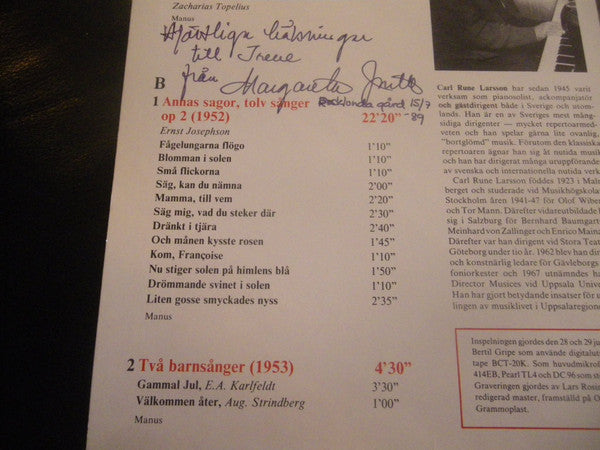 Bo Linde, Margareta Jonth, Carl Rune Larsson – Naiva Sånger, Barnsliga Sånger Samt Annas Sagor, image 3