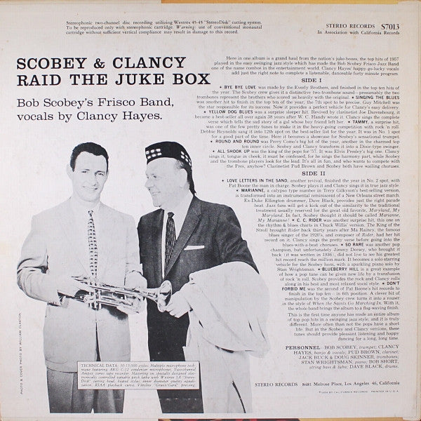 Bob Scobey's Frisco Band With Vocals By Clancy Hayes – Scobey & Clancy Raid The Juke Box, image 2