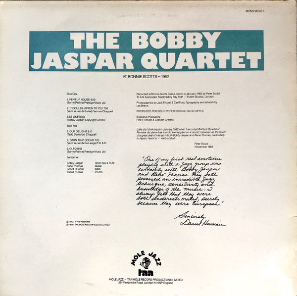 The Bobby Jaspar Quartet – The Bobby Jaspar Quartet At Ronnie Scott's 1962, image 2