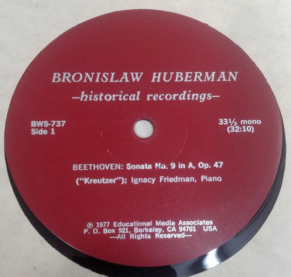 Bronislaw Huberman - Beethoven, Schubert – Sonata N°9 / Fantasia (Historical Recordings. ), image 3