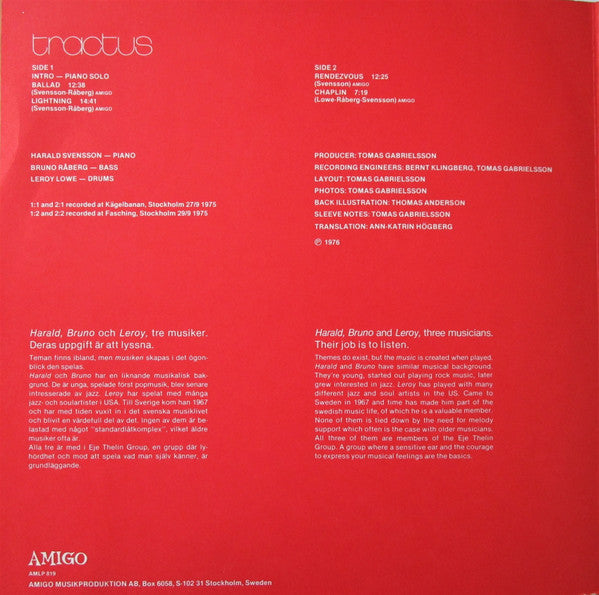 Bruno Råberg, Harald Svensson, Leroy Lowe – Tractus, image 2