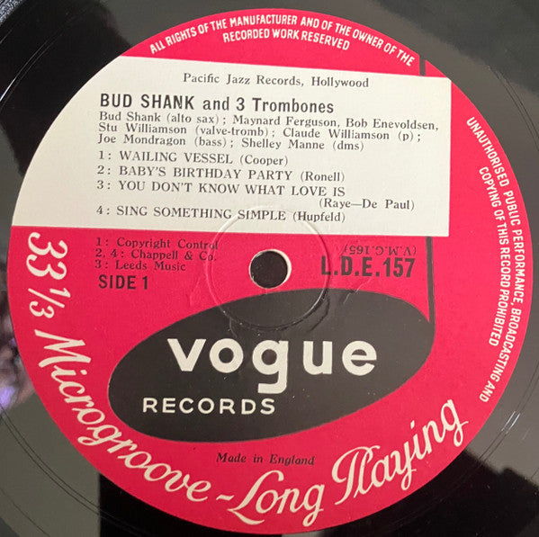 Bud Shank And Three Trombones – Bud Shank And Three Trombones, image 3