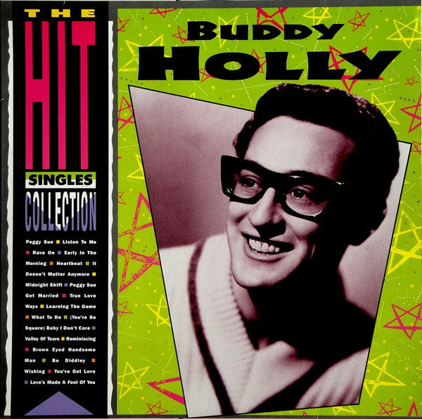 Front cover of Buddy Holly – The Hit Singles Collection, MCA Records, Europe, 1985