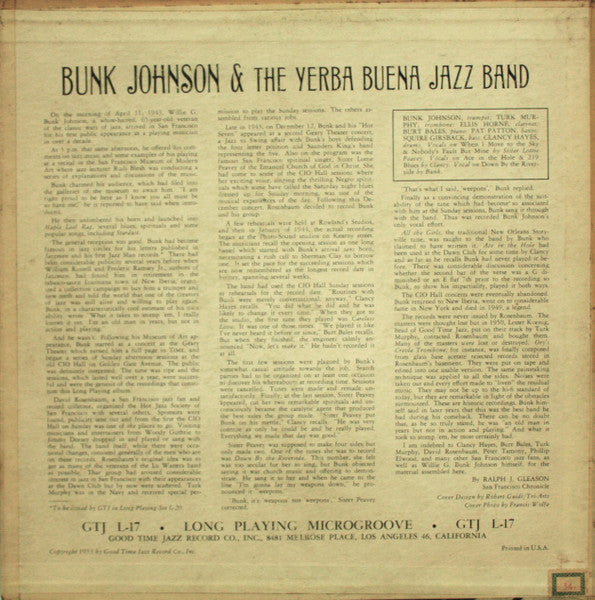 Bunk Johnson And The Yerba Buena Jazz Band – Spirituals & Jazz, image 2