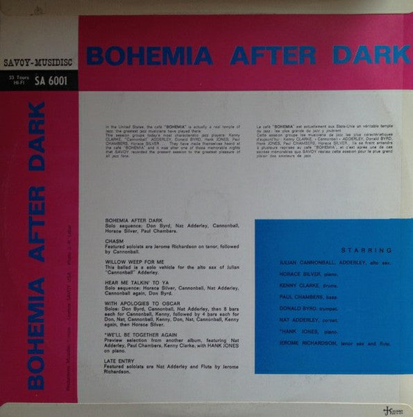 Julian "Cannon Ball" Adderley - Donald Byrd - Horace Silver - Jerome Richardson - Paul Chambers - Nat Adderley - Kenny Clarke – Bohemia After Dark, image 2