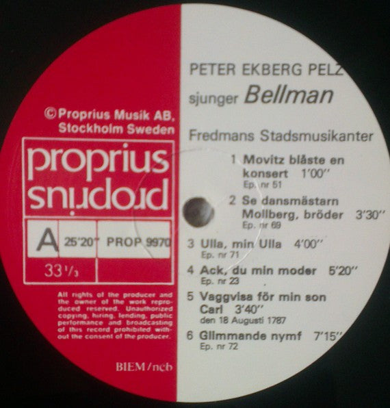 Carl Michael Bellman, Peter Ekberg Pelz – Är Jag Född Så Vill Jag Leva!, image 3
