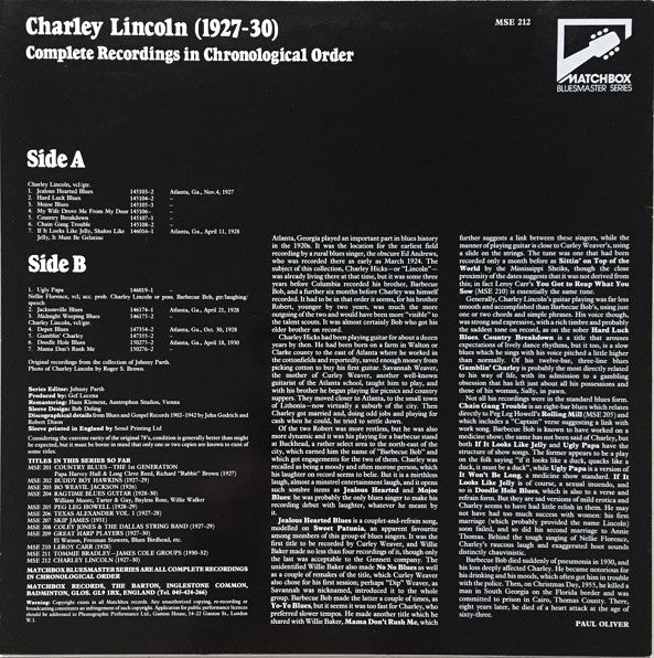 Charley Lincoln – Complete Recordings In Chronological Order (1927-1930), image 2