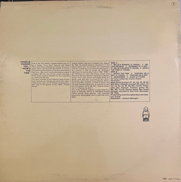 Charlie Parker – The Complete Charlie Parker Vol. 1 "Now's The Time", image 2
