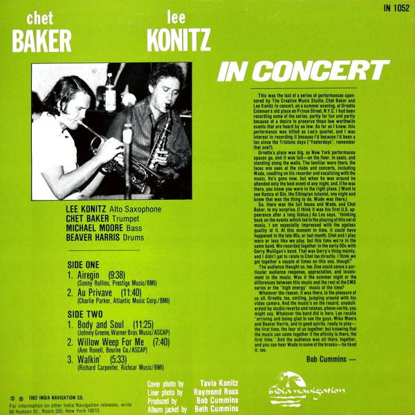 Chet Baker And Lee Konitz – In Concert, image 2