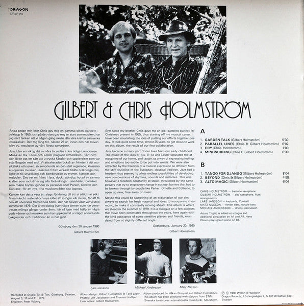 Chris Holmström, Gilbert Holmström – Garden Talk, image 2