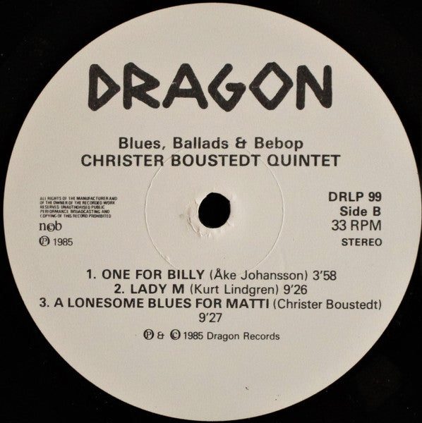 Christer Boustedt Quintet With Bosse Broberg – Blues, Ballads & Bebop, image 4