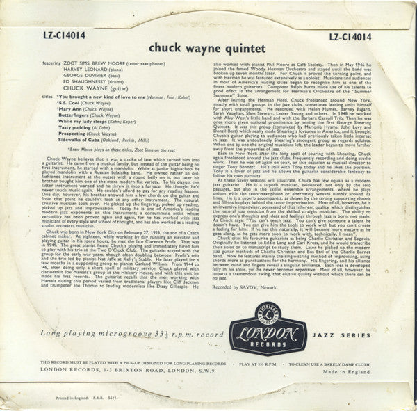 Chuck Wayne Quintet – Chuck Wayne Quintet, image 2