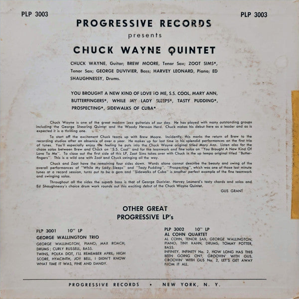 Chuck Wayne Quintet – Chuck Wayne Quintet, image 2