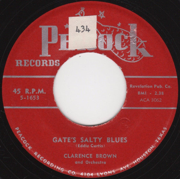 Front cover of Clarence Brown And Orchestra – Gate's Salty Blues / Rock My Blues Away, Peacock Records, US, 1955