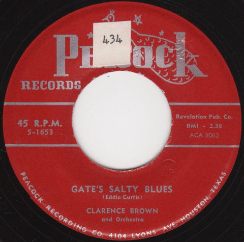 Front cover of Clarence Brown And Orchestra – Gate's Salty Blues / Rock My Blues Away, Peacock Records, US, 1955