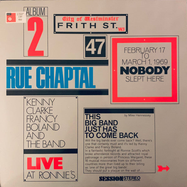 Front cover of Kenny Clarke Francy Boland And The Band – Live At Ronnie's ; Album 2 ; Rue Chaptal, MPS Records, Germany