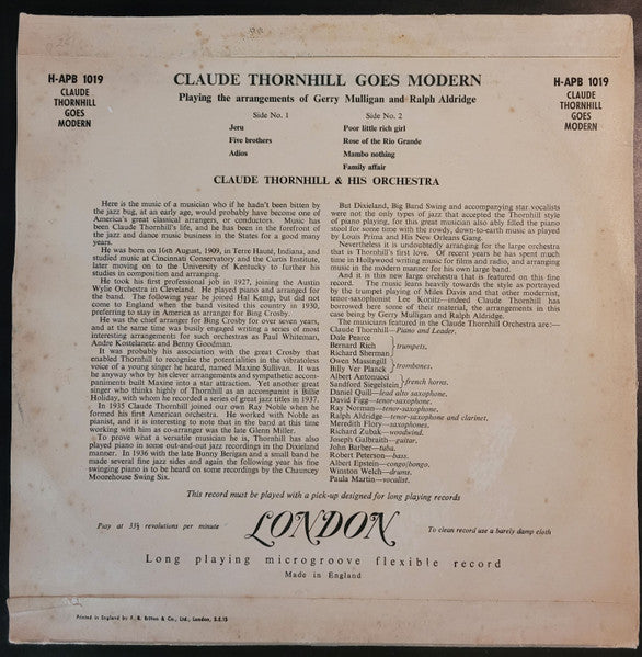 Claude Thornhill And His Orchestra – Claude Thornhill Goes Modern, image 2