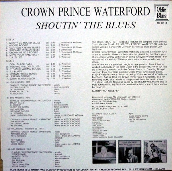 Crown Prince Waterford With Jay McShann And Pete Johnson – Shoutin' The Blues - Complete Recordings, image 2