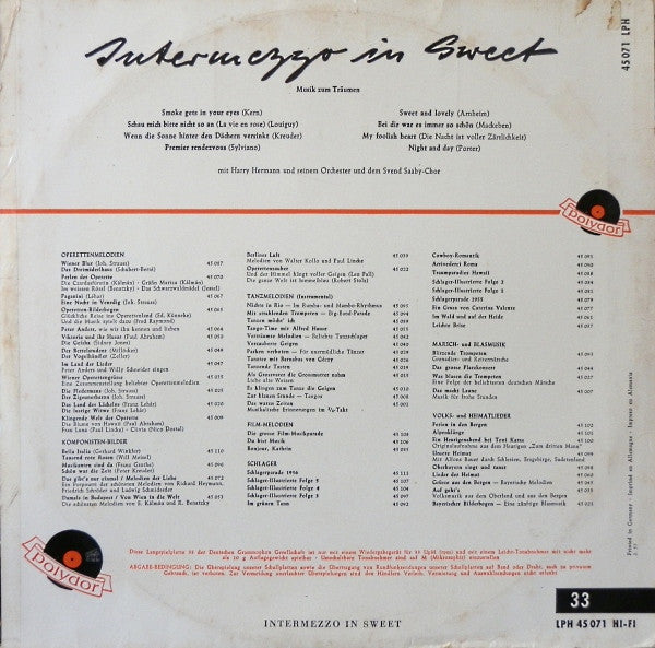Harry Hermann Und Sein Orchester – Intermezzo In Sweet, image 2