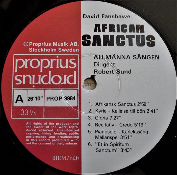 David Fanshawe - Allmänna Sången, Robert Sund – African Sanctus, image 3