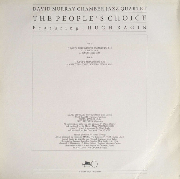 David Murray Chamber Jazz Quartet Featuring Hugh Ragin – The People's Choice, image 2
