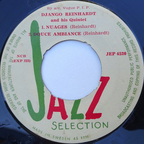 Front cover of Django Reinhardt And His Quintet – Nuages, Jazz Selection, Sweden, 1955
