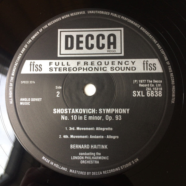 Shostakovich - London Philharmonic Orchestra Conducted By Bernard Haitink – Symphony No. 10, image 3