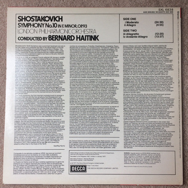 Shostakovich - London Philharmonic Orchestra Conducted By Bernard Haitink – Symphony No. 10, image 4