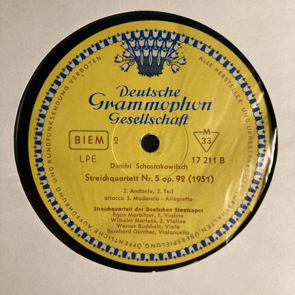 Dimitri Schostakowitsch / Streichquartett Der Deutschen Staatsoper – Streichquartett Nr. 5 Op. 92 = String Quartet No. 5, Op. 92, image 4