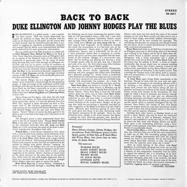 Duke Ellington & Johnny Hodges – Back To Back (Duke Ellington And Johnny Hodges Play The Blues), image 2