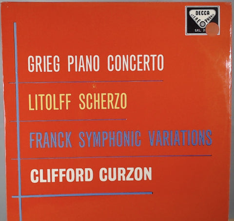 Front cover of Grieg / Litolff / Franck, Clifford Curzon – Piano Concerto / Scherzo / Symphonic Variations, Decca, UK, 1960