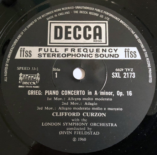 Grieg, Litolff, Franck, Clifford Curzon – Piano Concerto / Scherzo / Symphonic Variations, image 3