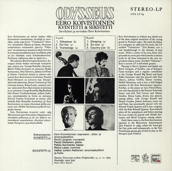 Eero Koivistoinen Kvintetti & Sekstetti – Odysseus, image 2